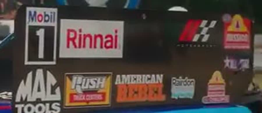 Close crop of the Rairdon decal on Hagan's Funny Car panel